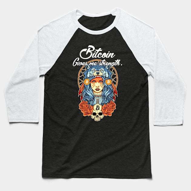 Modern Bitcoin Shaman Baseball T-Shirt by CryptoTextile